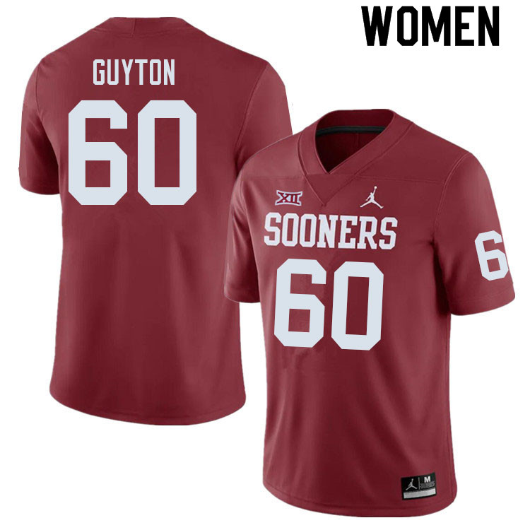 Women #60 Tyler Guyton Oklahoma Sooners College Football Jerseys Sale-Crimson
